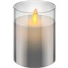 Goobay 60370 - Candela a LED in vera cera, altezza 10 cm, senza fiamma, con timer, colore grigio