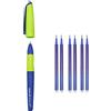 Pelikan Erase 2.0, Penna Roller Cancellabile Ergonomica, Inchiostro Blu, per Destrimani e Mancini, per la Scuola, Ricaricabile, 6 Refill Inclusi
