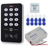 HFeng Kit Sistema Controllo Accessi Tastiera RFID 125KHz + Controller Alimentazione DC12V 3A + pulsante uscita porta + 10pcs scheda portachiavi per la porta di Allarme Domestico