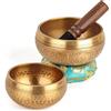 OZCHIN Set di 2 campane tibetane 100% martellate a mano in Nepal, con cuscino di seta e mazzuola, per meditazione, yoga, chakra, regali per donne e uomini
