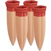 Relaxdays Set Irrigazione a Goccia, 4 Coni Ceramica, Irrigatori Bottiglie 1,5 L, per Piante Balcone Giardino, Terracotta