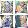 HOSTECCO Gustav Klimt - Set di 4 federe decorative per cuscini in velluto morbido, per divano, letto, 45 x 45 cm