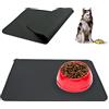 SZXMDKH Tappetini Sottociotola per Cani, Tappetino per Ciotola di Cibo Antiscivolo per Animali con Disegni di Zampe Perfetto per Proteggere Il Pavimento da Liquidi, Nero, 48 x 30 cm