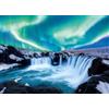 Ulmer Puzzleschmiede - Puzzle Gli elementi del Nord - Impressionante puzzle naturale da 2000 pezzi - Alla cascata Godafoss in Islanda, le luci polari si incontrano su rocce ruvide e acqua ghiacciata