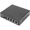 DIGITUS Switch di rete Gigabit a 5 porte - Non gestito - 4x porte RJ45 - 1x SFP uplink - 10/100/1000 Mbps - VLAN - nero