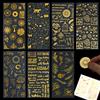 WHC 7 Fogli Oro Adesivi per Foto Album Stickers Scrapbooking Impermeabile Adesivi per Album Fotografico Sticker Bullet Journal Decorare per Diario Biglietto D'auguri Calendario-Gatto Pianta Fiori Lettera