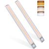 MERTTURM Luce per Armadio 160LED(2pcs), Lampada Armadio con Sensore Movimento, USB Ricaricabile, 3 Temperature di Colori, Luce LED con Striscia Magnetica Adesiva per Cucina, Corridoi, Garage