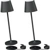 K-Bright 2 pezzi Lampada LED Dimmerabile da tavolo in alluminio, H38cm，Ricaricabile Colore luce calda Per interni/esterni Lampada da tavolo con base di ricarica a contatto (Antracite)
