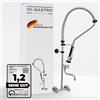 BE-GASTRO | Rubinetto professionale attacco a parete set di prelavaggio stoviglie, attacco a parete rubinetto, Gruppo doccia con miscelatore monoforo, con manopole multigiro e Rubinetteria