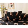 Chickwin lenzuola con angoli stampati, 100% Microfibra, per letto matrimoniale, king size, per una tasca profonda 30 cm, resistente allo scolorimento, facile da pulire (leopardo nero, 2 federe)