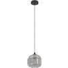 Eglo lampada a sospensione Mantunalle 1, luce a sospensione, illuminazione in metallo in nero e vetro fumé nero-trasparente, attacco E27, Ø 20 cm