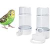 QX-Pet Supplies 2 mangiatoia automatica per uccelli per bottiglie d'acqua per uccelli trasparenti Set di contenitori da appendere in gabbia senza disordine per pappagalli, piccioncini, fringuelli