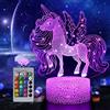 QIANLAINIAO Luce Notturna Unicorno per Bambini, Lampada Unicorno 3D 16 Colori Cambiano con Telecomando, Regali Unicorno Giocattolo per Ragazze, Decorazione di Compleanno Natale Luci Unicorno