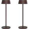 K-Bright 2 pcs LED Lampada da tavolo senza fili in alluminio Rosso ruggine