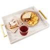 Dasher Products Vassoio da Portata in Acrilico con Manici Dorati, 40,6 x 30,5 cm, Vassoio Decorativo per Tavolino da Caffè, a Prova di Fuoriuscita, Cucina, Vanità, Piatto per Feste (Marmo)