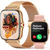 FMK Smartwatch Donna Chiamata Bluetooth e Risposta Vivavoce,1.69 HD Orologio Smart Watch Fitness Tracker con Cardiofrequenzimetro, Monitor del Sonno, Notifiche Messaggi Whatsapp per Android iPhone