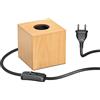 ledscom.de Lampada da tavolo HITO, interruttore, vero legno (albero della gomma), quadrata, marrone chiaro, 1x E27 max. 60W