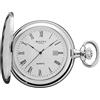 REGENT Orologio da tasca da uomo Savonnette Coperchio pieghevole 47 MM Quarzo Bianco Numeri romani Data, P-737 - Argento, Classico