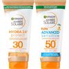 Garnier Ambre Solaire Kids Advanced Sensitive SPF 50+ Ipoallergenico e Senza Profumo da 50ml + Hydra 24h Protect SPF 30 a Rapido Assorbimento da 50ml