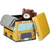 Relaxdays Cesta Portagiochi Cameretta Bambini, 32x48x32 cm, Baule Pieghevole, Sgabello Sedia Similpelle, 37 L, Scuolabus