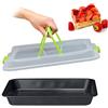 Relaxdays Teglia con Coperchio, Contenitore Rettangolare per Alimenti, con Impugnature, 3in1, LxP 40 x 33 cm, verde/nero