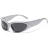 YAMEIZE Sport Occhiali da Sole Wraparound Sportivi Donna Guida Protezione UV400 Ciclismo Rettangolari Uomo Occhiali SilverFrameNero