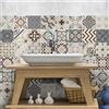 RE-COVERTILES - Adesivi Piastrelle Cucina Bagno Mattonelle adesive in PVC Impermeabili Antigraffio Stickers Decorazione Parete Cementine Peel and Stick - Modello 24 Pz 10x10 cm PS00216 Made in Italy