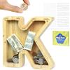 LEcylankEr Salvadanaio per bambini personalizzato con lettere A-Z in legno trasparente, decorazione creativa regali per compleanno, Natale