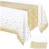 Mokani 4 Pezzi Tovaglia Usa e Getta, Tovaglie Rettangolare a Pois Bianchi e Dorati per Matrimoni, Natale, Party, Picnic, Compleanno, battesimo(137 x 274 cm)