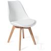 Tomasucci kiki evo wood sedia con gambe in legno massello, scocca in polipropilene e seduta rivestita in pelle sintetica