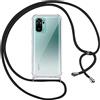 Pnakqil Custodia Cordino Cover per Xiaomi Redmi Note 10 4G/Note 10S 6.43 Girocollo Collana Cordoncino Collo Cordini Cordino Tracolla Catena Silicone Protettiva Trasparente Custodia Case, Nero