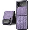 TingYR Cover per Samsung Galaxy Z Flip 4 Custodia, Combinazione PC e Pelle, Anticaduta Case Cover per Samsung Galaxy Z Flip 4.Viola