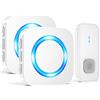 SURFOU Campanello Senza Fili Impermeabile Esterni, Campanello Rumoroso Wireless Lunga Distanza di 400m per la Casa, 5 Volumi, 55 Suonerie, Indicatore LED (2 ricevitore bianco + 1 trasmettitore bianco)