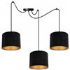 Light Home LH Light-Home Spider Milan Lampadario a Sospensione - Lampadario Ragno - Lampade a Sospensione in Tessuto con Paralume Moderno - 3 Luce - E27 - Nero e Oro