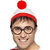 Smiffys Kit istantaneo Dove è Wally?, Rosso e bianco, con cappello e occhiali Halloween