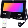 DUSKTEC Faretto LED Esterno RGB & Luce Calda 30W, Smart Fari LED 16 Milioni Colorati Bluetooth Dimmerabile APP, Faro con Spina, Proiettori Musicale e Timer Modalità di Strobo DIY, IP66 Impermeabile
