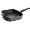 Woll 1629DPS Diamond Lite Padella in ghisa di Forma Rettangolare, 30 x 26 cm e 7 cm di Altezza, con Manico Rimovibile