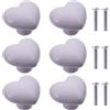 NAKUPENDA 6Pcs Manopole per Mobili Pomelli per Cassetti in Ceramica a Forma di Cuore Pomello in Ceramica per Cassetto Cameretta Maniglie Delle Porte Armadi (Viola)