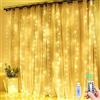 XVZ Tenda Luci LED,3x3m,300 LED IP44 Impermeabilità 8 Modalità di Lucine Luci per Tenda con Telecomando Timer Dimmerabile per Decorare Natale Nuovo Anno Matrimonio Feste Finestra Porta (Bianco caldo)