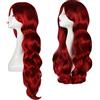 OKVGO Parrucca da donna con capelli lunghi e ricci, colore rosso scuro, naturale, per cosplay, feste e uso quotidiano