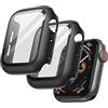 JETech Cover con Pellicola Protettiva per Apple Watch SE 3/2/1 (2025/2022/2020) / Series 6 5 4 40mm, Custodia Protettiva Complessiva, Pellicola Integrata in Vetro Temperato, 2 Pezzi (Nero)