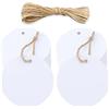 jijAcraft 50 pezzi Etichette Carta Kraft Rotonde 5,5 cm, Tag Regalo Cartoncino e Spago di Iuta, per l'artigianato Matrimoni Battesimo Natale (Bianco)