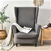 CHNSHOME Copripoltrona con Orecchie 1 Posto Elasticizzato 2 Pezzi Coprisedile con Orecchie Fodera per Pouf Fodere per poltrone Elastiche Grigio Scuro