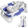 Glenmore Vaschetta Bagnetto Neonato Vasca Bagno, Vasca da Bagno Pieghevole Bambini con Cuscino Gambe Pieghevoli Antiscivolo Vasca Pieghevole per il Bagno del Bambino - Vaschetta Bagnetto Doccia | Blu e Bianco