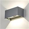 Dr.lazy 20W Lampade da Parete LED Esterno Interno IP65 Impermeabile, Lampade Esterno Orientabile Applique Moderno da Parete in Alluminio per Corridoio Ingresso Giardini (Grigio/Bianco Naturale)