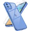 Enskko Cover per iPhone 11, 2 Pellicola Vetro Temperato, Custodia TPU in Silicone Flessibile Antiurto AntiGraffio Trasparente per Compatibile con iPhone 11 Case 6.1 Blu