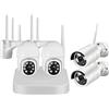 Daewoo Security NVR504 - Kit di videosorveglianza a 8 canali, 4 telecamere esterne fisse e rotanti, accesso a distanza, disco rigido 1TB, rilevamento del movimento e visione notturna, colore: bianco