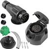 SPARKMOTO Spina Rimorchio 13 Poli E Presa Rimorchio 13 Poli,Norma ISO11446,12V Spina Presa Rimorchio 13Poli Impermeabile per Auto RV gancio traino,con Guarnizione Kit isolante E copertina verde(Lungo)
