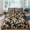 sdfghcd Copripiumino Matrimoniale Stampa leopardata marrone, Copripiumoni Invernale in Morbida Microfibra Spazzolata， Copri Piumino 260x240 cm e 2 Federe 50x80 cm con Cerniera