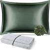 DISANGNI Federa in 100% seta di gelso naturale, adatta per capelli e pelle, stile busta, parte anteriore in seta, retro in tencel (1 pezzo Queen Size 20 x 30 verde)
